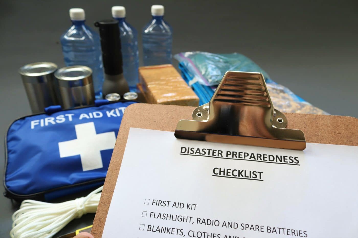 Disaster Preparedness Checklist On A Clipboard With Disaster Rel