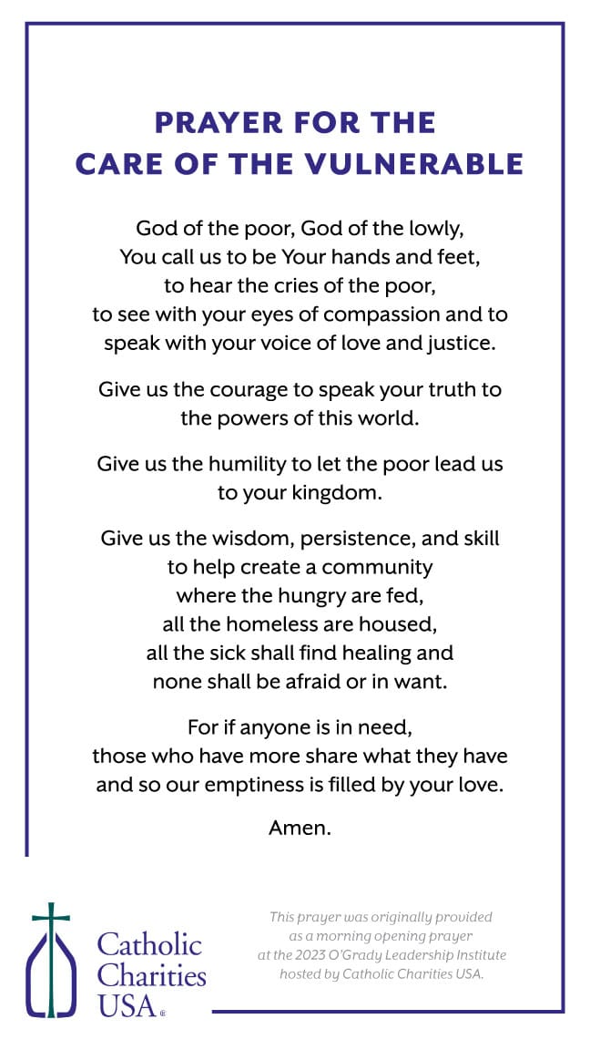 Prayer For The Care Of The Vulnerable CCUSA | Catholic Charities